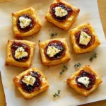 Delicious caramelized onion and goat cheese bites served on a platter
