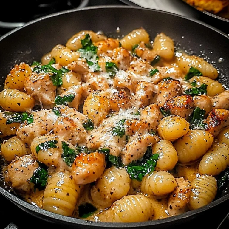 Delicious Garlic Chicken Gnocchi Skillet with creamy sauce and fresh herbs