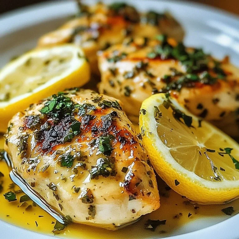 Delicious Greek lemon chicken garnished with fresh herbs and lemon slices