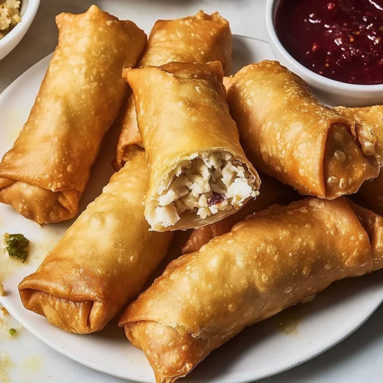 Delicious turkey egg rolls made with leftover turkey