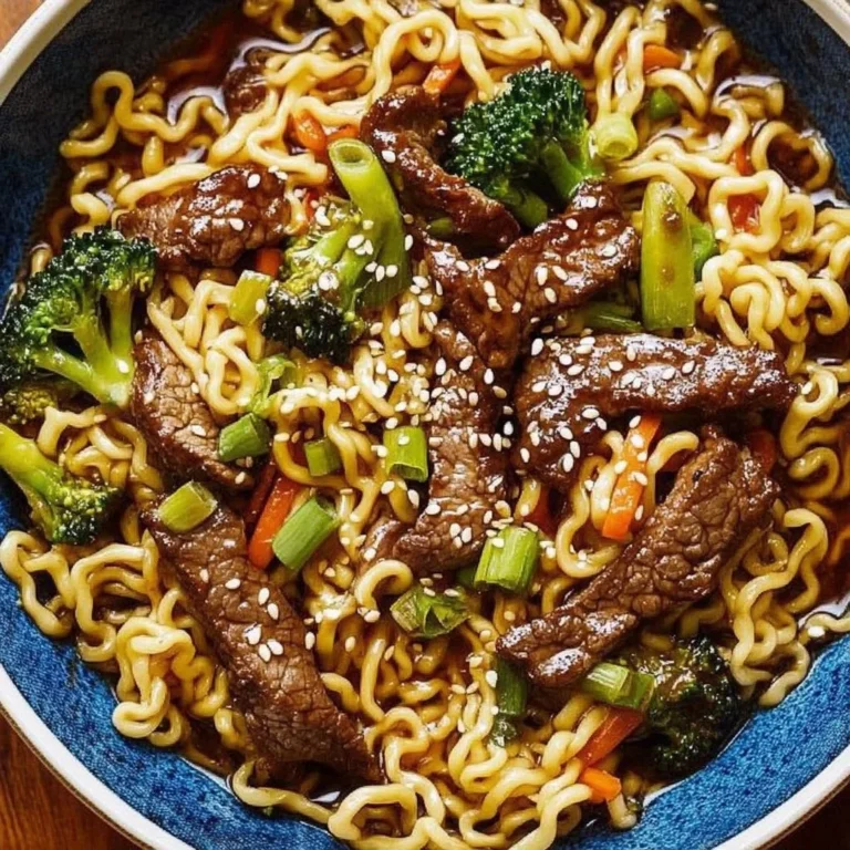 A delicious bowl of Mongolian Beef Ramen with tender beef, rich broth, and noodles.