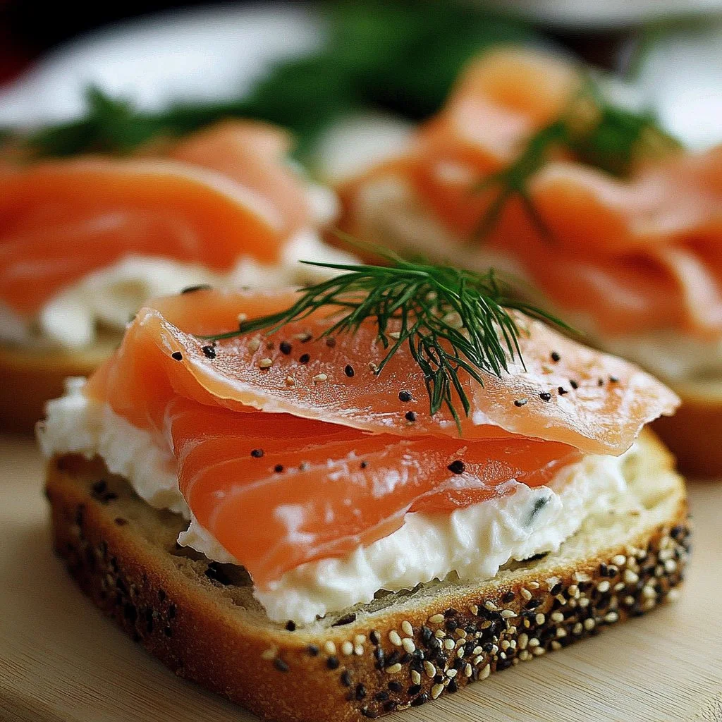 Smoked salmon cream cheese tea sandwiches on a platter