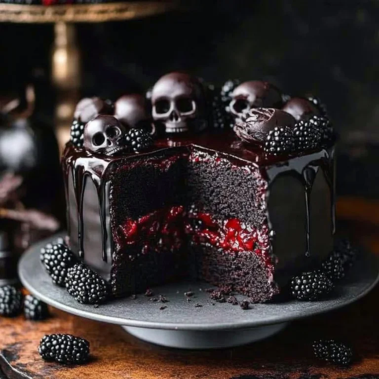 Spooky Black Velvet Halloween Cake decorated with eerie designs and vibrant colors.