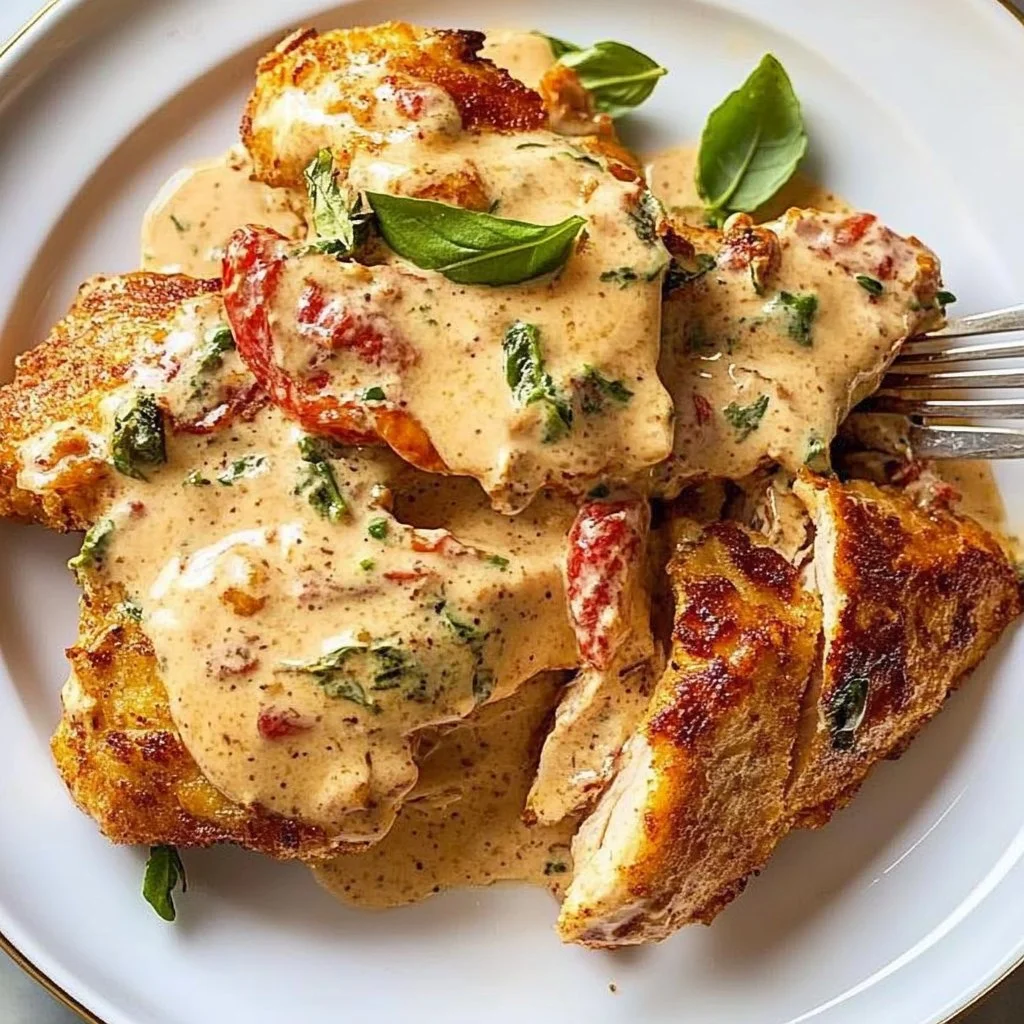 Delicious Marry Me Chicken served on a plate with herbs and sauce