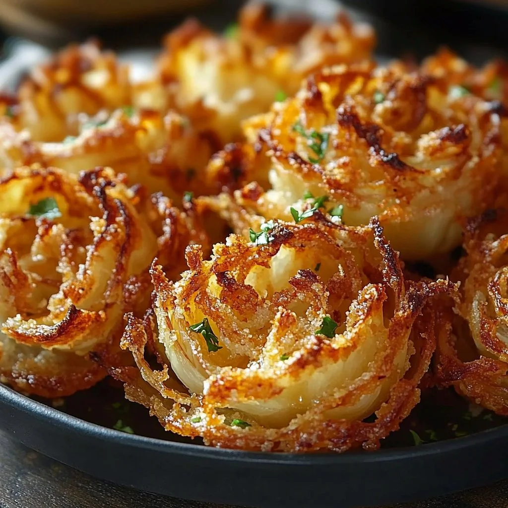 Deliciously baked blooming onions served as a tasty appetizer