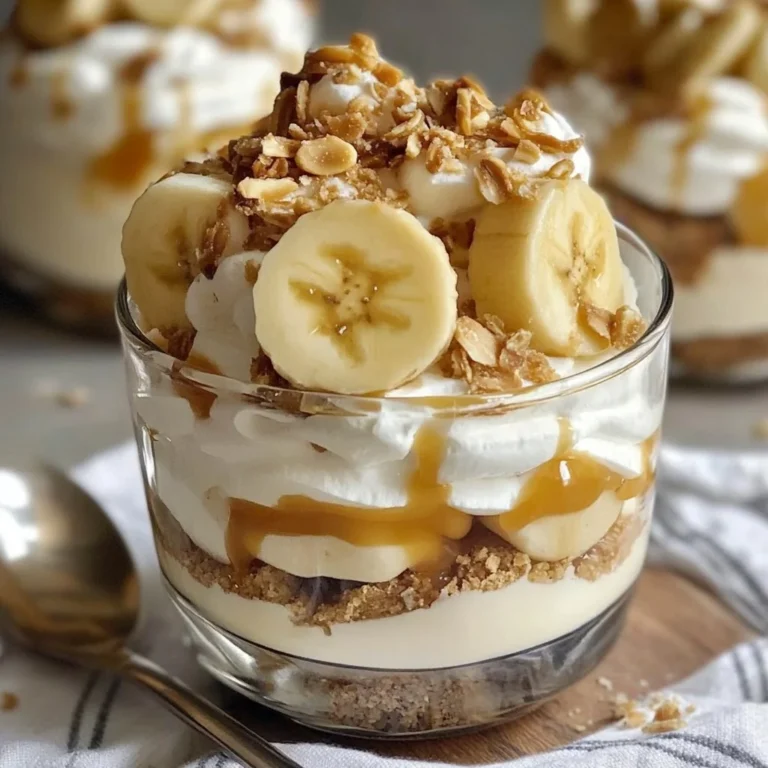 Delicious Banana Caramel Cream Dessert served in a bowl with a sprinkle of nuts.
