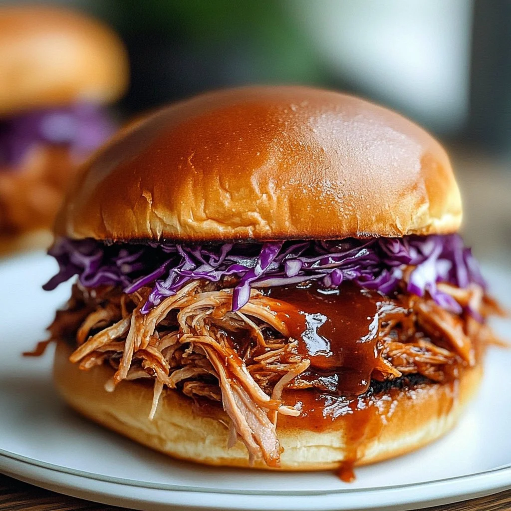 BBQ Jackfruit Sandwich on a plate with fresh ingredients