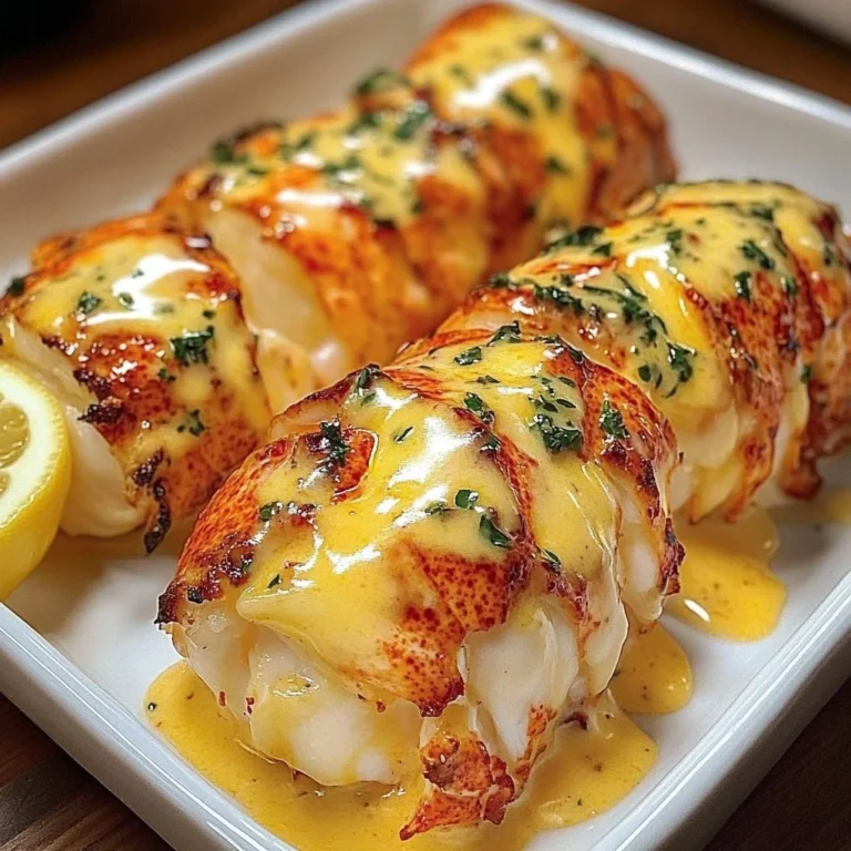 Delicious butter poached lobster tails served with lemon and herbs