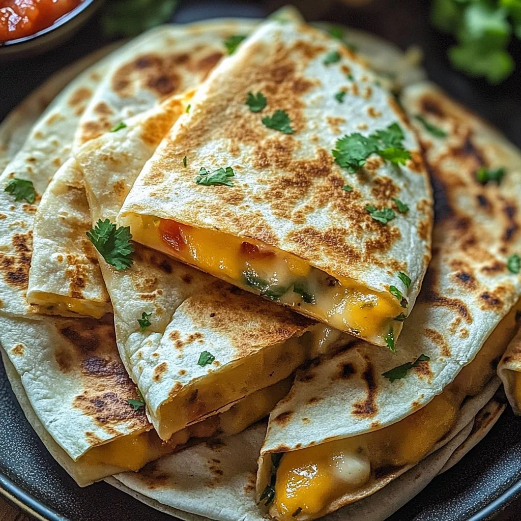 Delicious cheese quesadilla with melted cheese and crispy tortillas