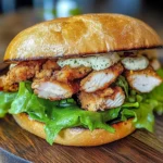 Delicious Chicken Caesar Sandwich with grilled chicken, romaine lettuce, and Caesar dressing