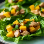 Plate of Chicken Mango Lettuce Wraps ready to serve