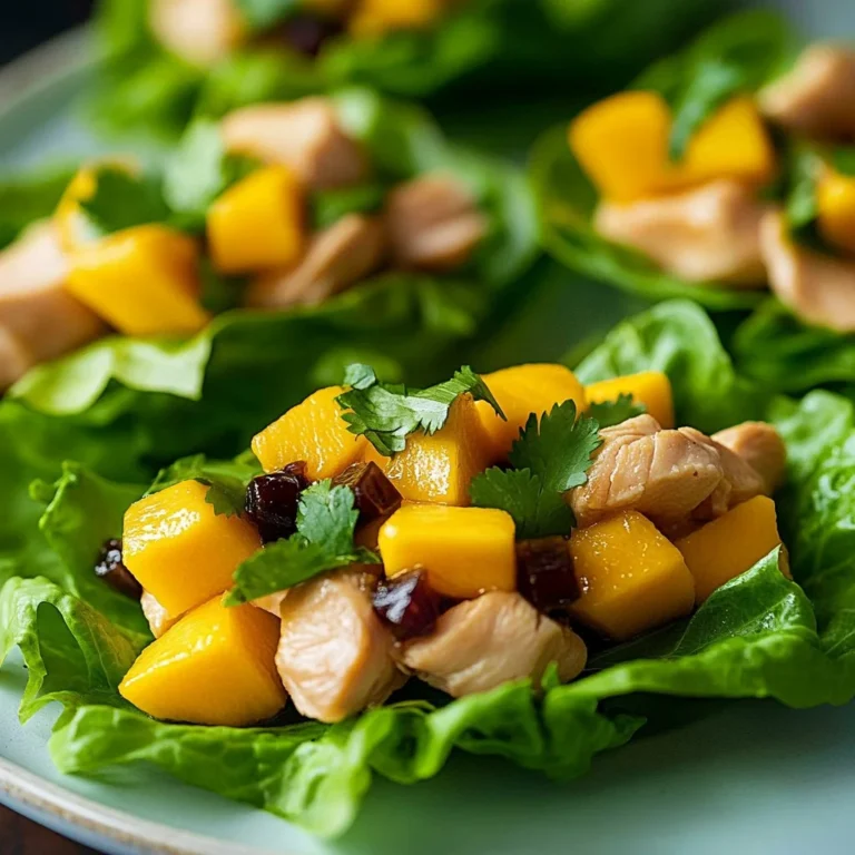 Plate of Chicken Mango Lettuce Wraps ready to serve
