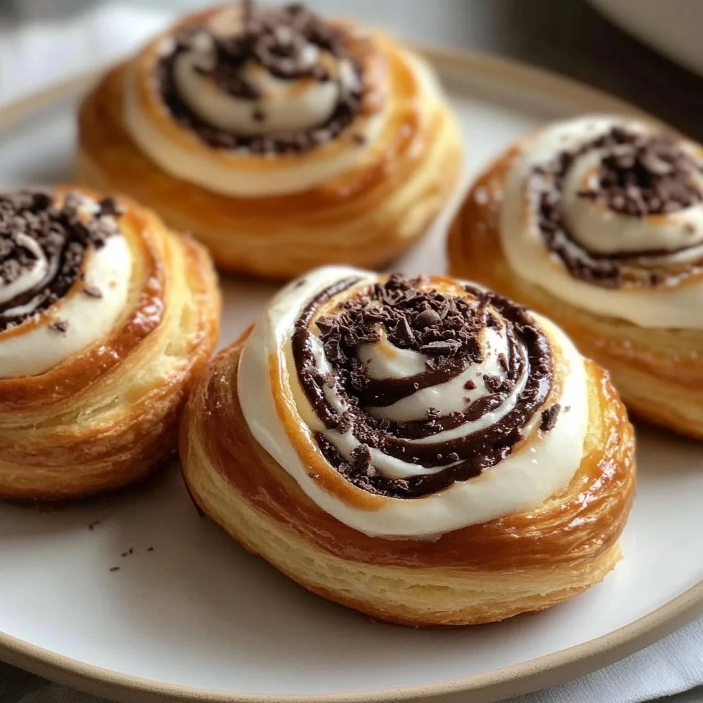 Delicious Chocolate Cream Cheese Danish pastry with rich chocolate filling