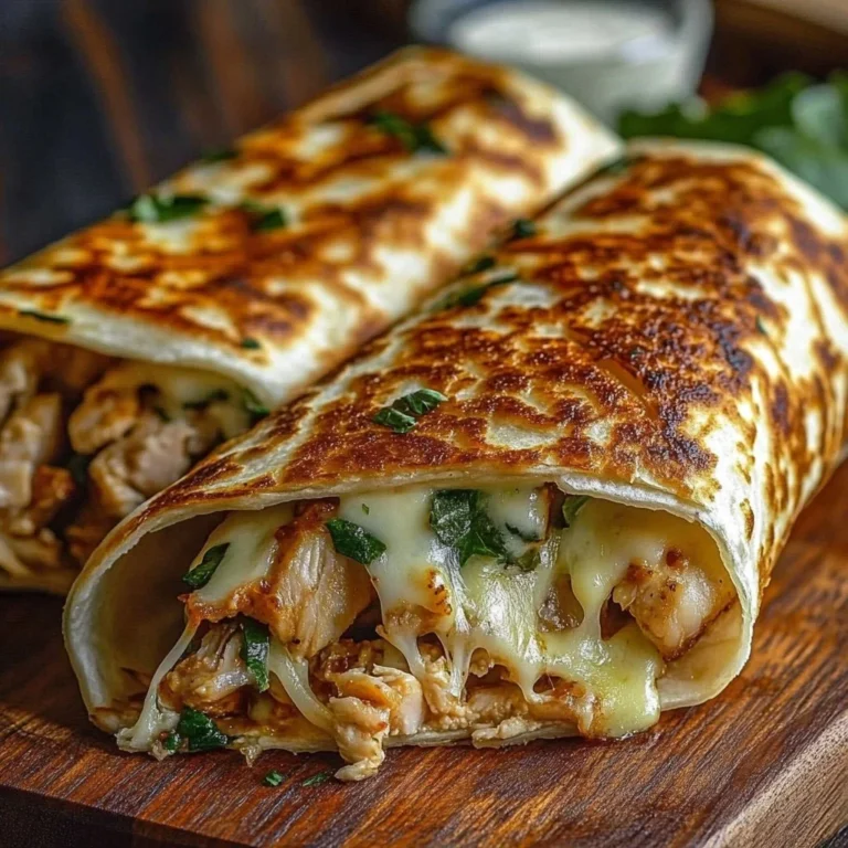 Cozy cheesy garlic chicken wraps with chicken and cheese in a tortilla