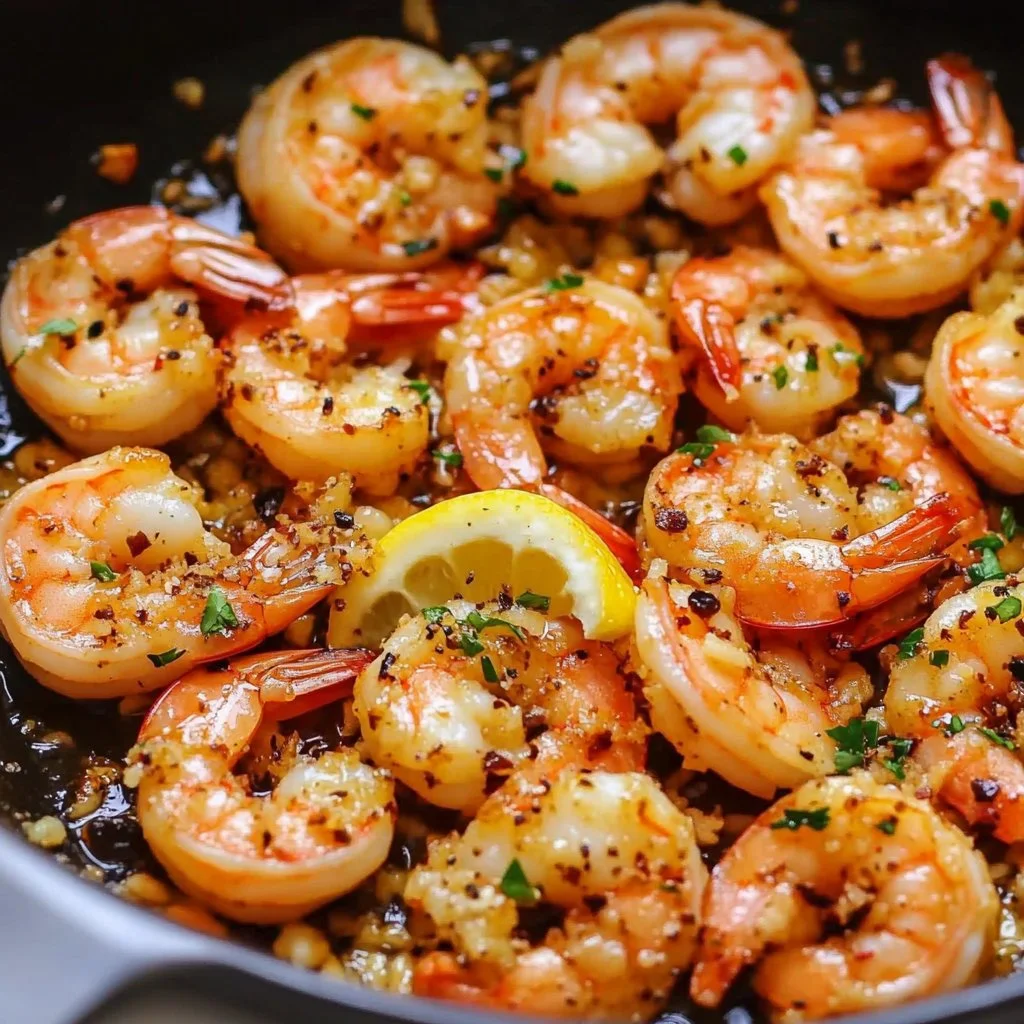 Crispy baked shrimp served with a healthy garnish on a plate