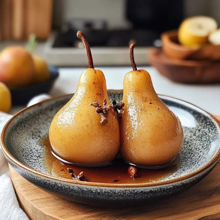 Delightfully sweet poached pears in a beautiful dessert presentation