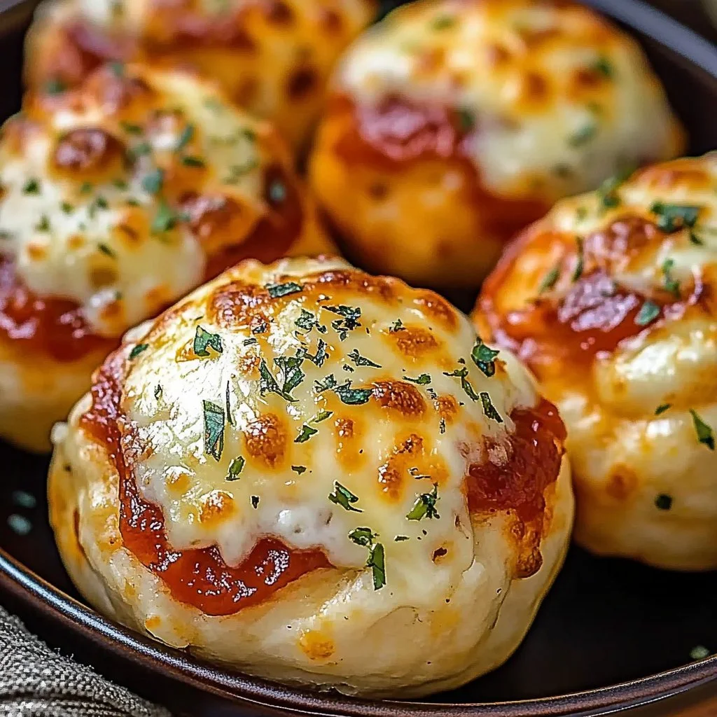 Delicious Easy Cheesy Pizza Bombs filled with pepperoni and cheese
