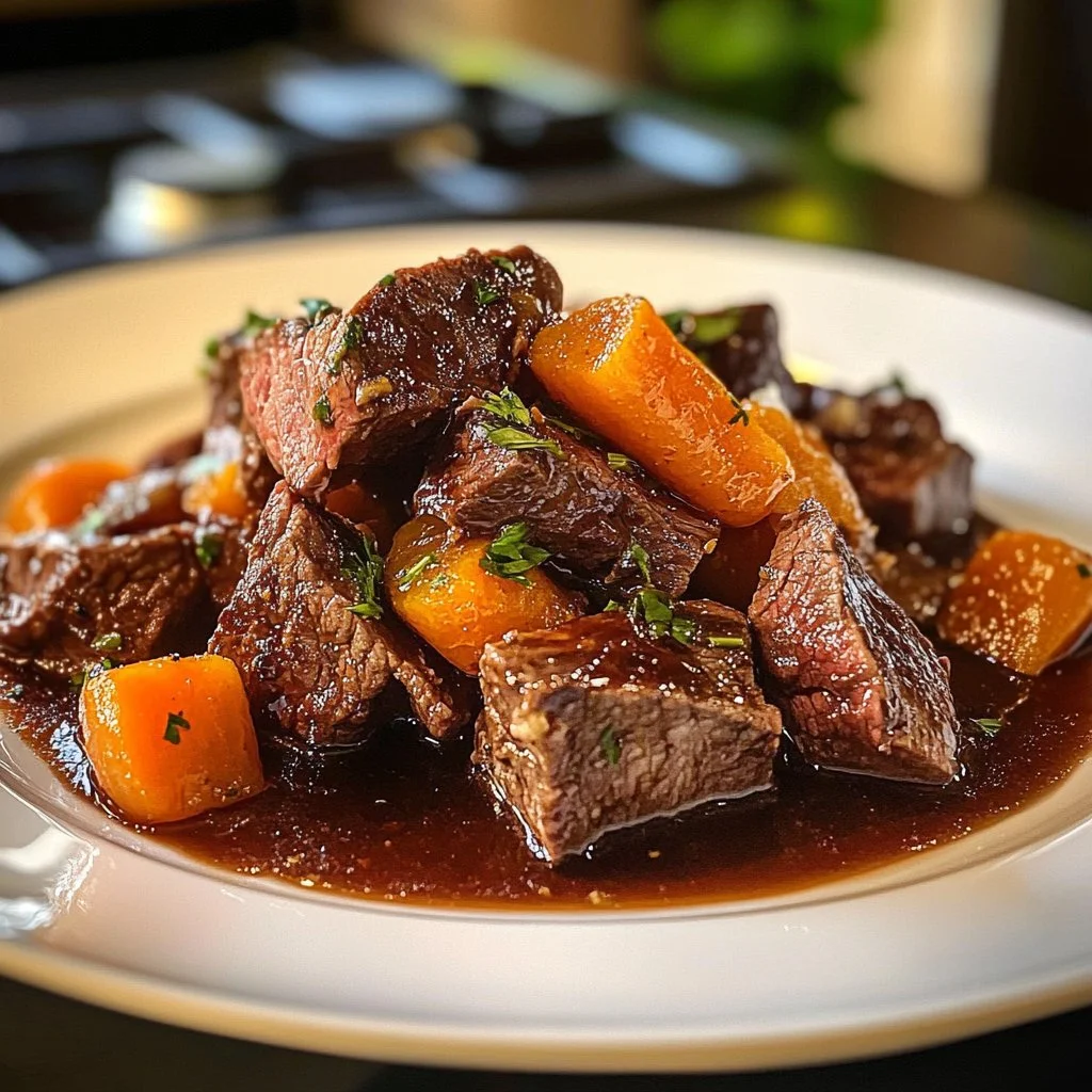 Delicious easy chuck roast recipe served with vegetables and herbs