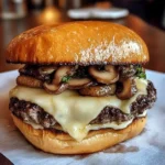 Delicious Easy Swiss Mushroom Melt sandwich with melted cheese and mushrooms