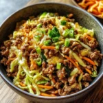 Egg Roll in a Bowl with fresh vegetables and savory sauces