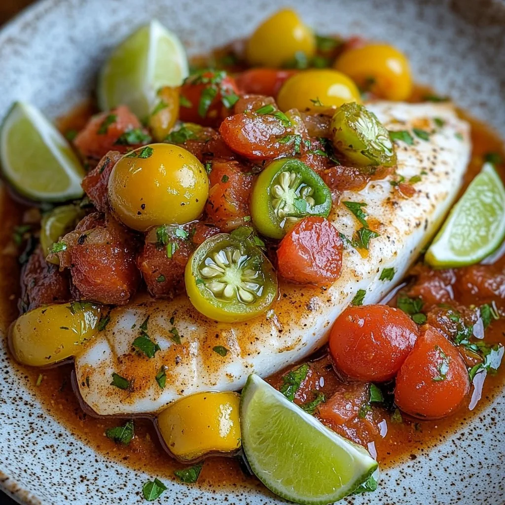 Delicious Red Snapper Veracruz Style with fresh vegetables and spices