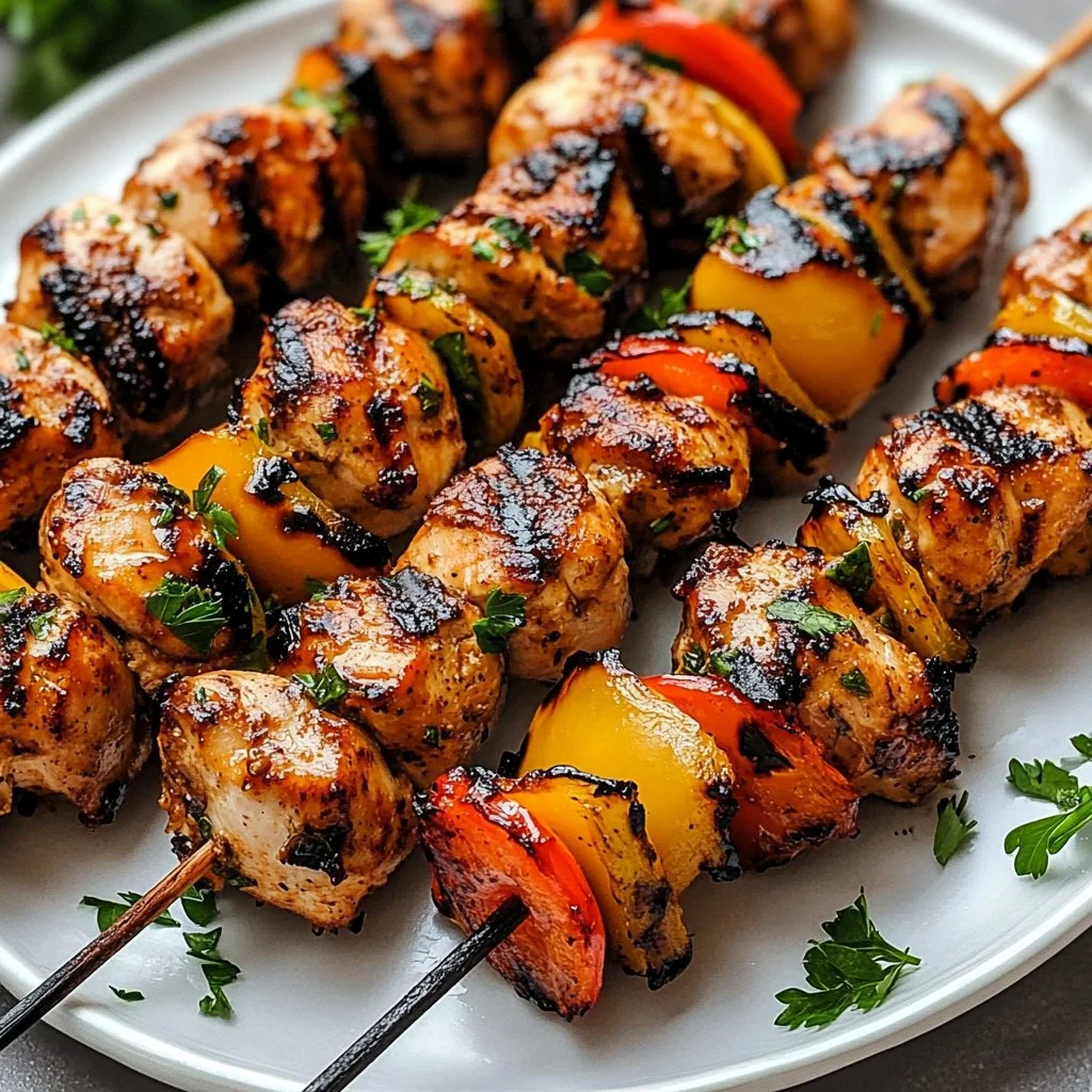 Grilled Turkish chicken kabobs with vibrant spices and vegetables