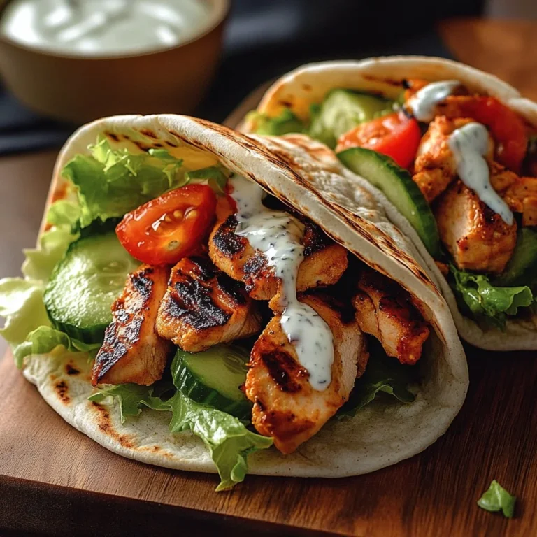 Mediterranean Chicken Gyros served with creamy feta tzatziki sauce