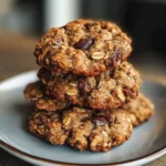 Delicious oatmeal breakfast cookies on a plate with fresh ingredients.