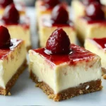 Delicious Philadelphia cheesecake bars on a platter ready to serve.