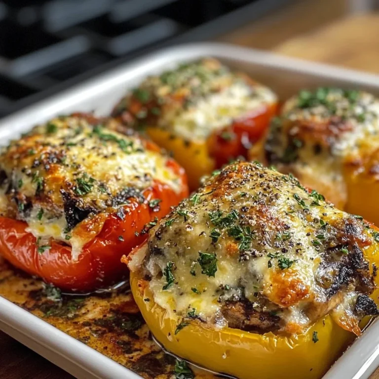 Baked ricotta stuffed peppers filled with cheese and herbs