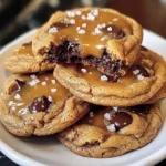 Delicious salted caramel chocolate cookie topped with sea salt