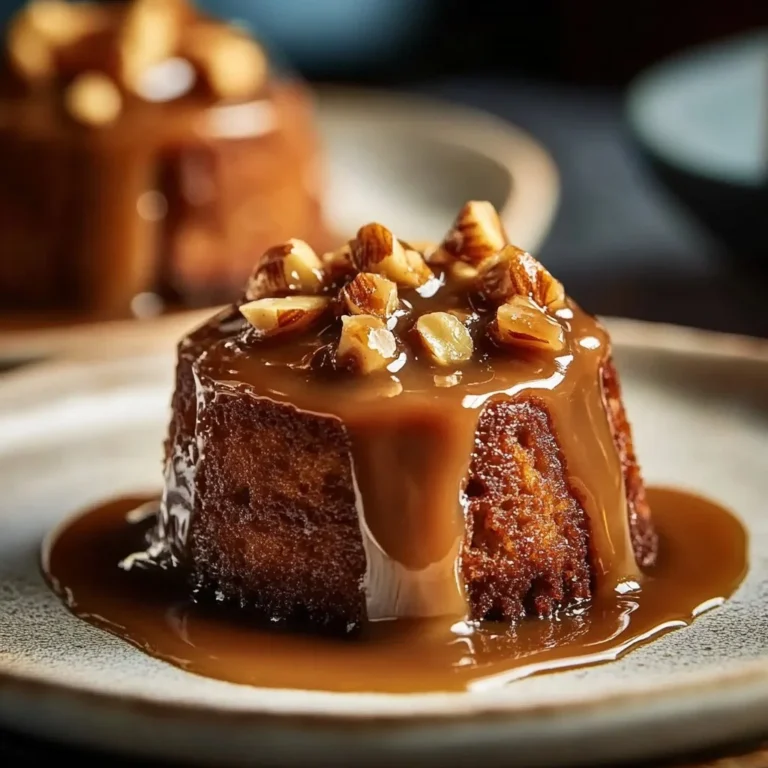 Delicious sticky toffee pudding with warm toffee sauce served on a plate