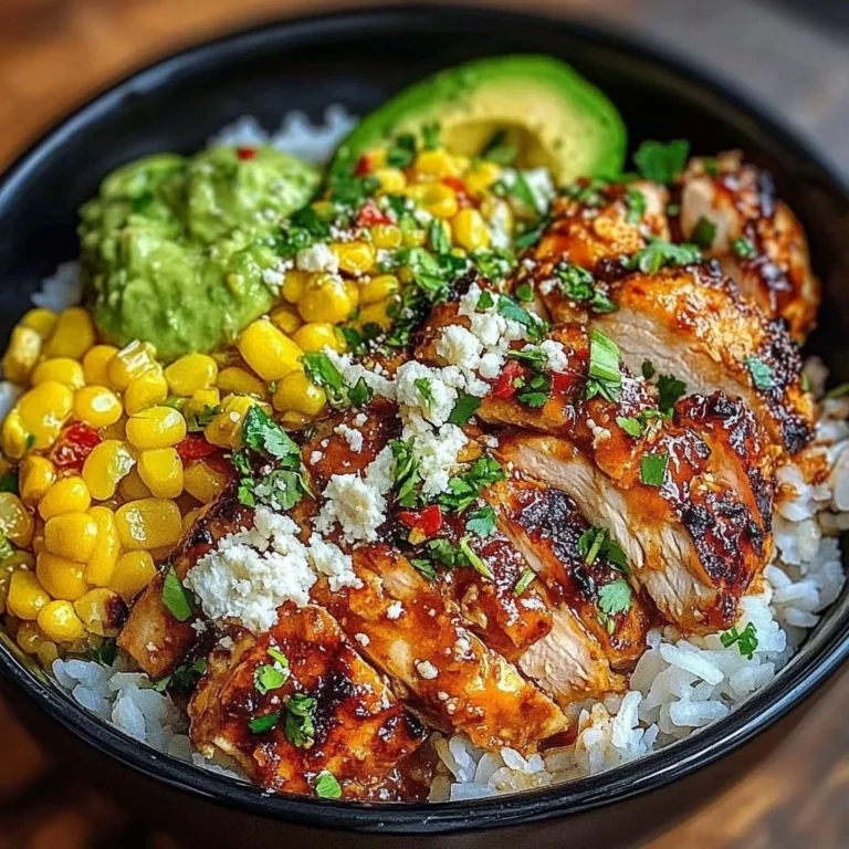 Delicious Street Corn Chicken Rice Bowl with grilled chicken and fresh corn