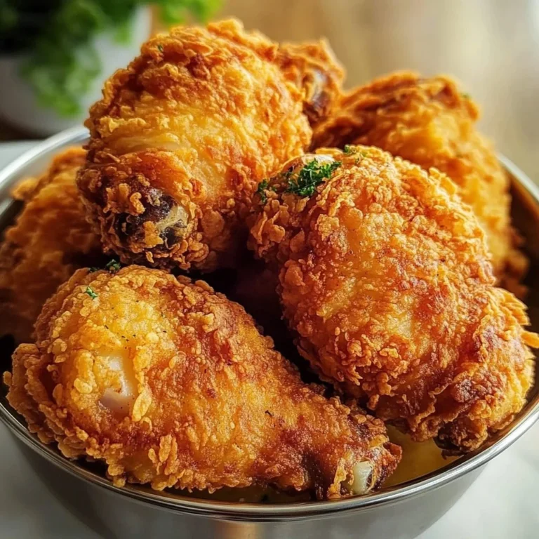 Delicious southern fried chicken served with crispy golden crust