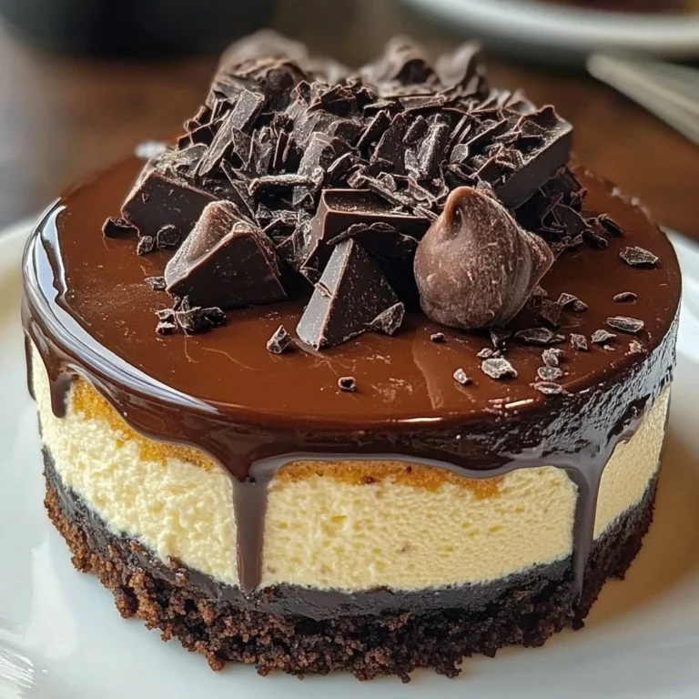 Slice of triple chocolate cheesecake with rich chocolate layers and toppings