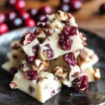 White chocolate cranberry pecan clusters on a plate