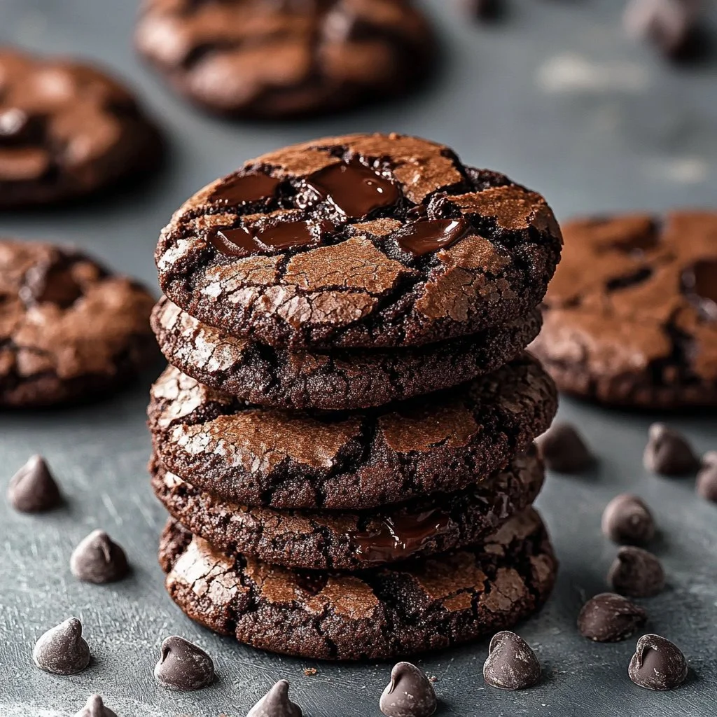 Fudgy chocolate brownie cookies on a plate, ready to enjoy.