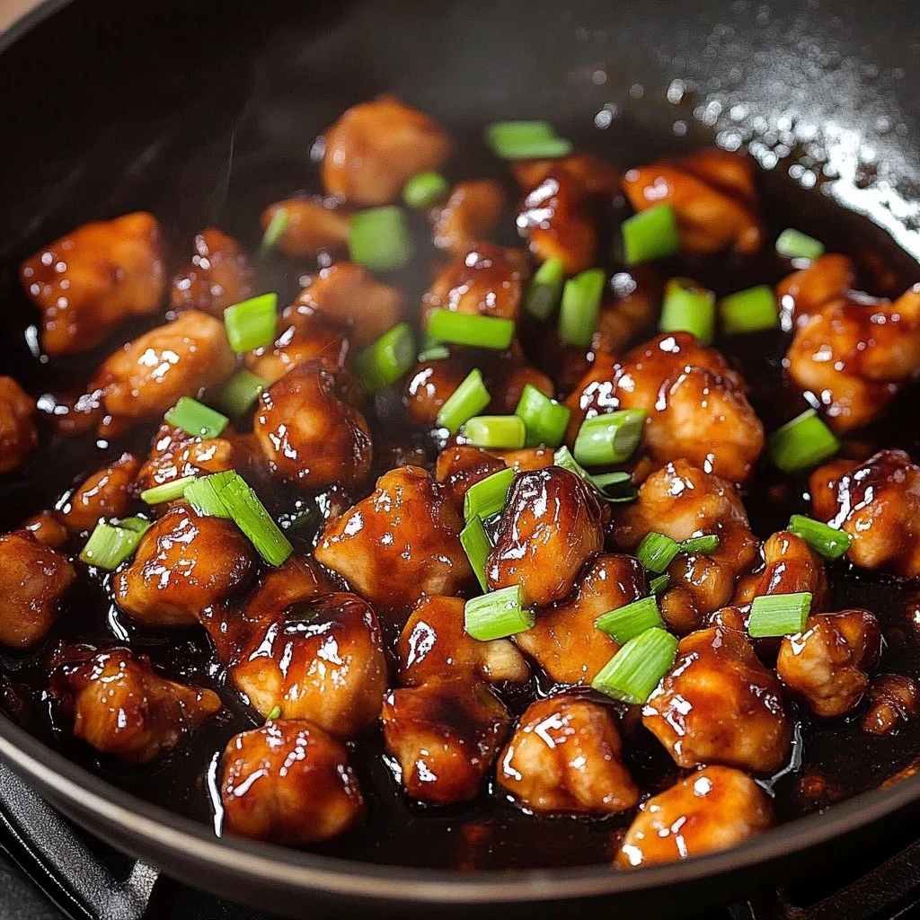 Delicious Mongolian Chicken dish served with vegetables and rice