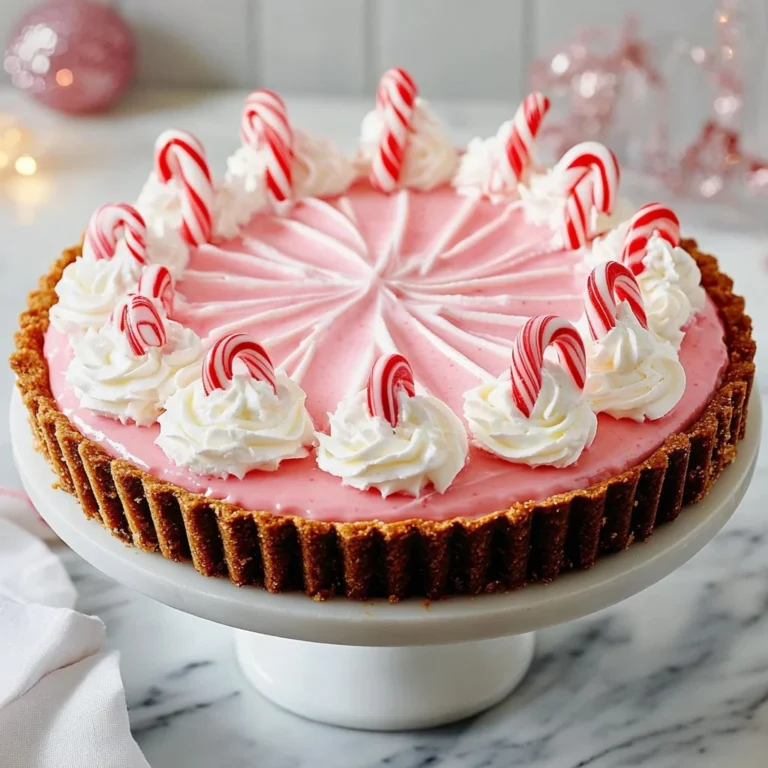 Delicious homemade Candy Cane Pie with a festive holiday presentation