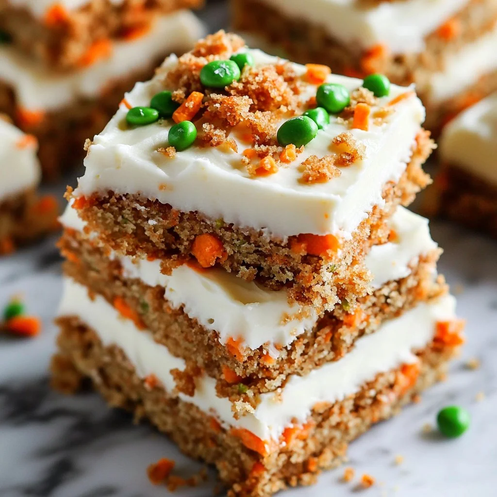 Delicious Carrot Cake Bars with Cream Cheese Frosting on a plate