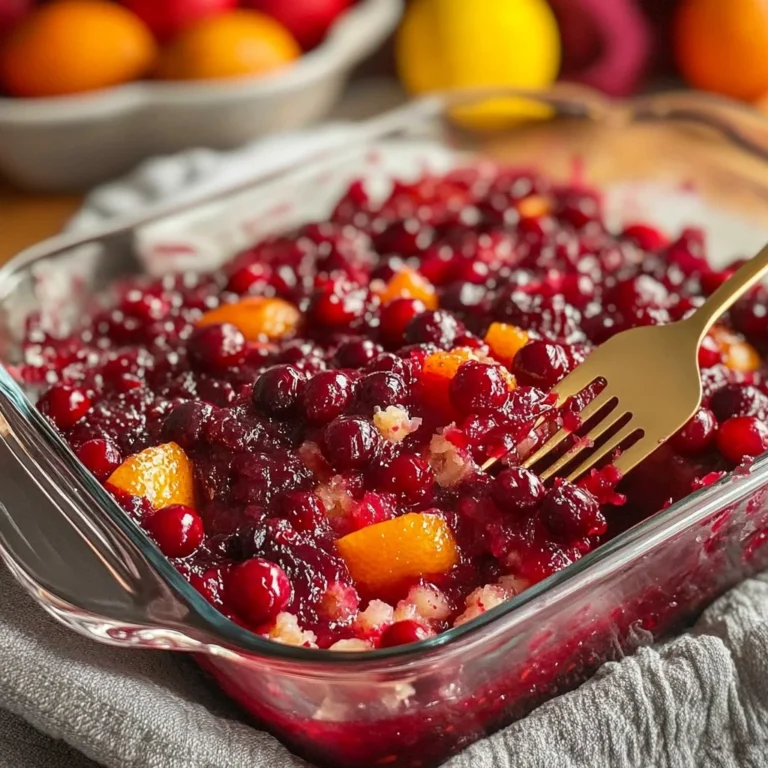 A vibrant Cranberry Jello Salad served in a glass bowl with fresh cranberries.