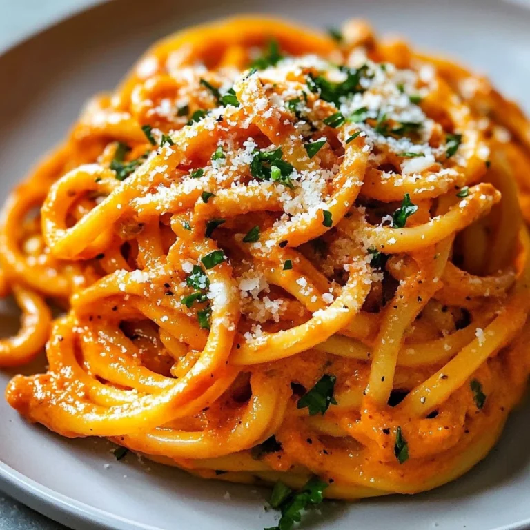 Creamy gochujang pasta dish topped with fresh herbs and chili flakes.