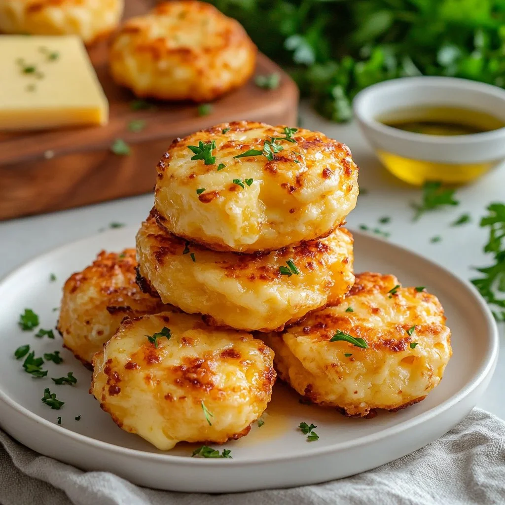 Plate of crispy mashed potato cheese puffs, golden and delicious