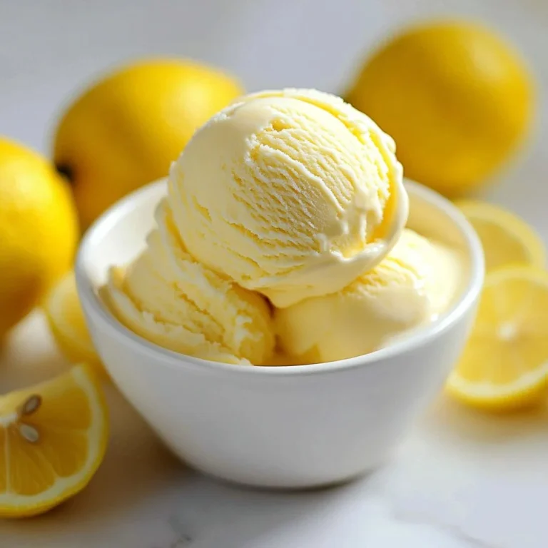 Delicious lemon frozen yogurt served in a bowl with lemon slices and mint leaves.