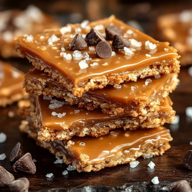 No-bake caramel saltine crunch toffee dessert on a plate