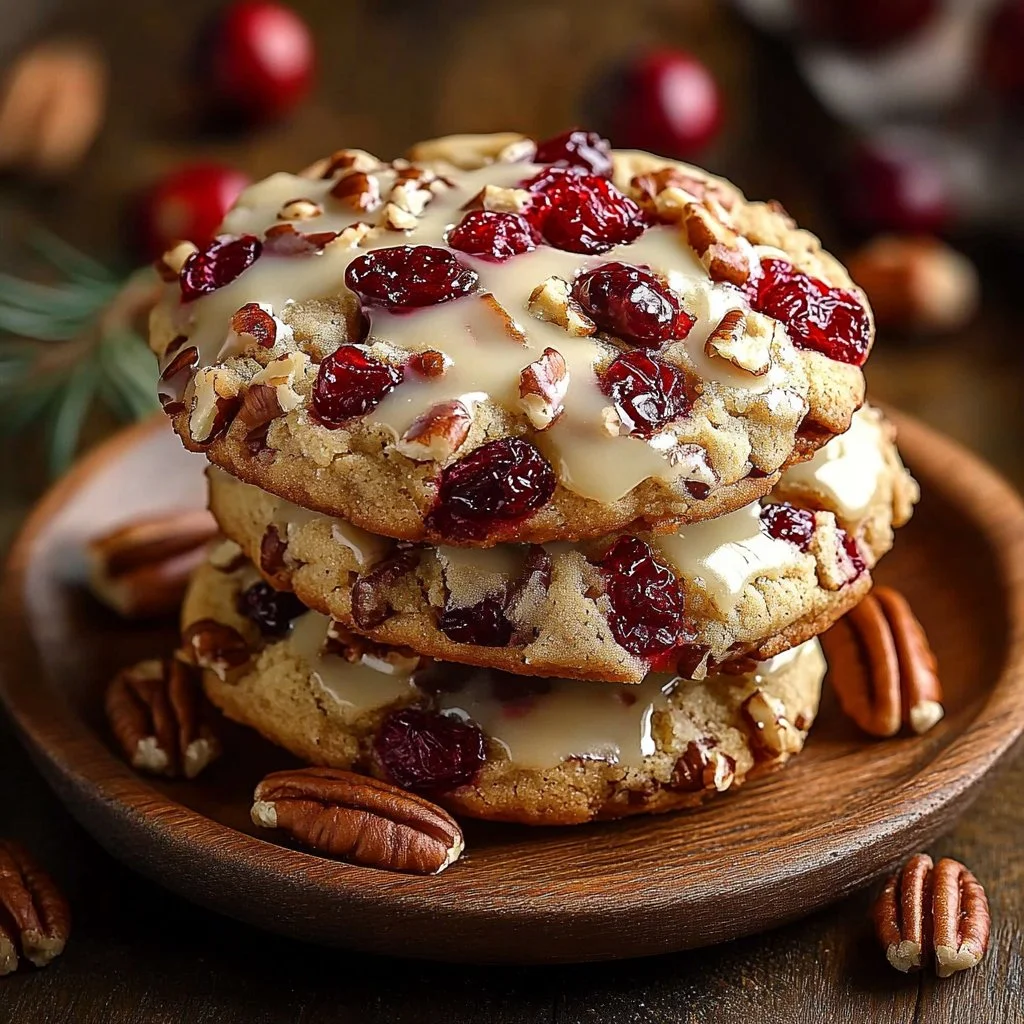 No-bake cranberry pecan praline cookies on a plate