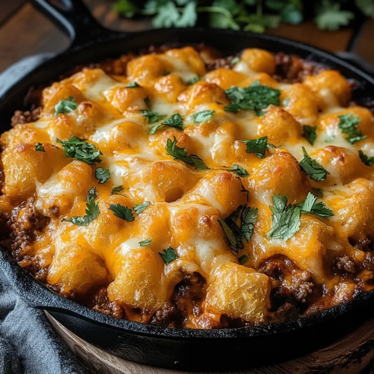 Delicious Sloppy Joe Tater Tot Casserole baked to perfection