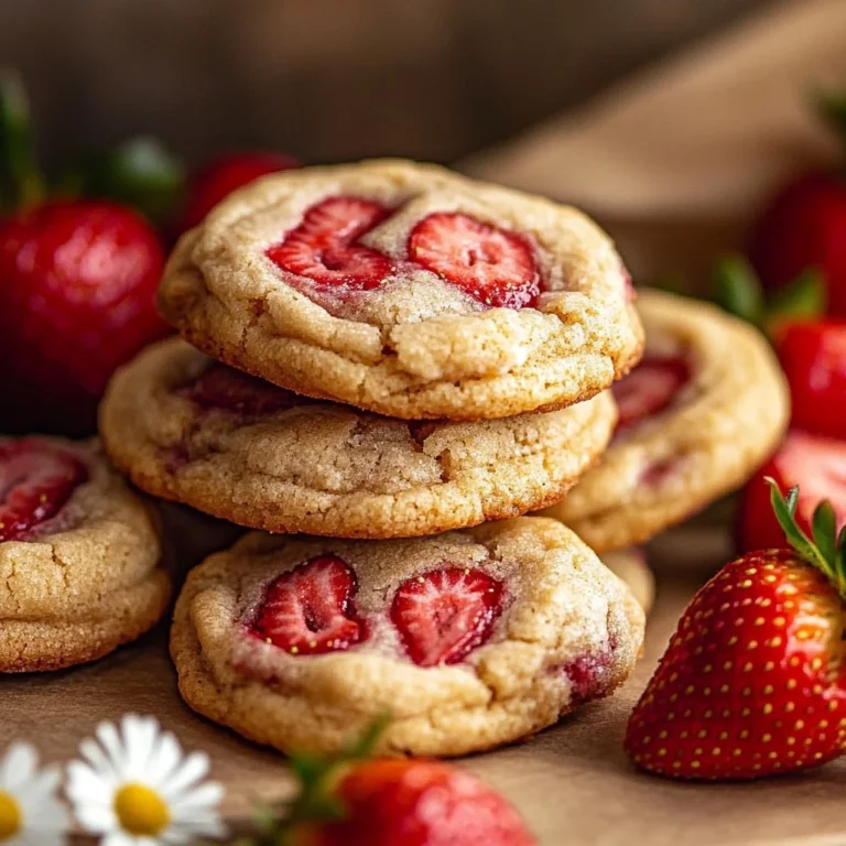Delicious strawberry cheesecake cookies served on a plate with fresh strawberries