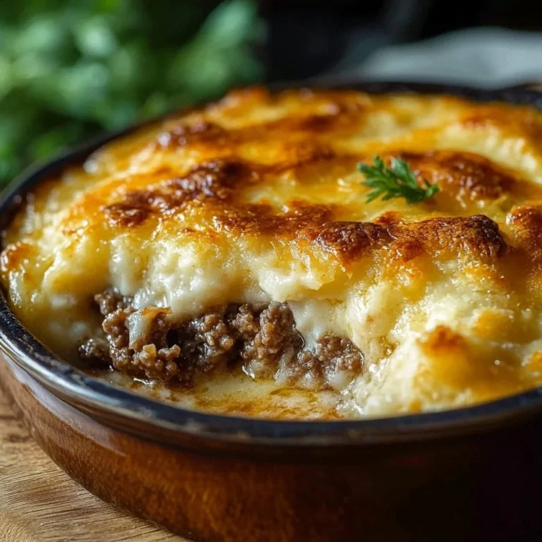 Cheddar Bay Ground Beef Cobbler served in a rustic dish