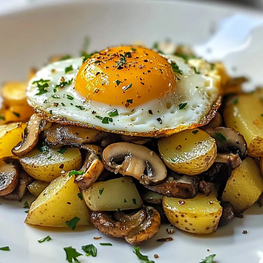 Savory wild mushroom hash served with eggs for a cozy breakfast